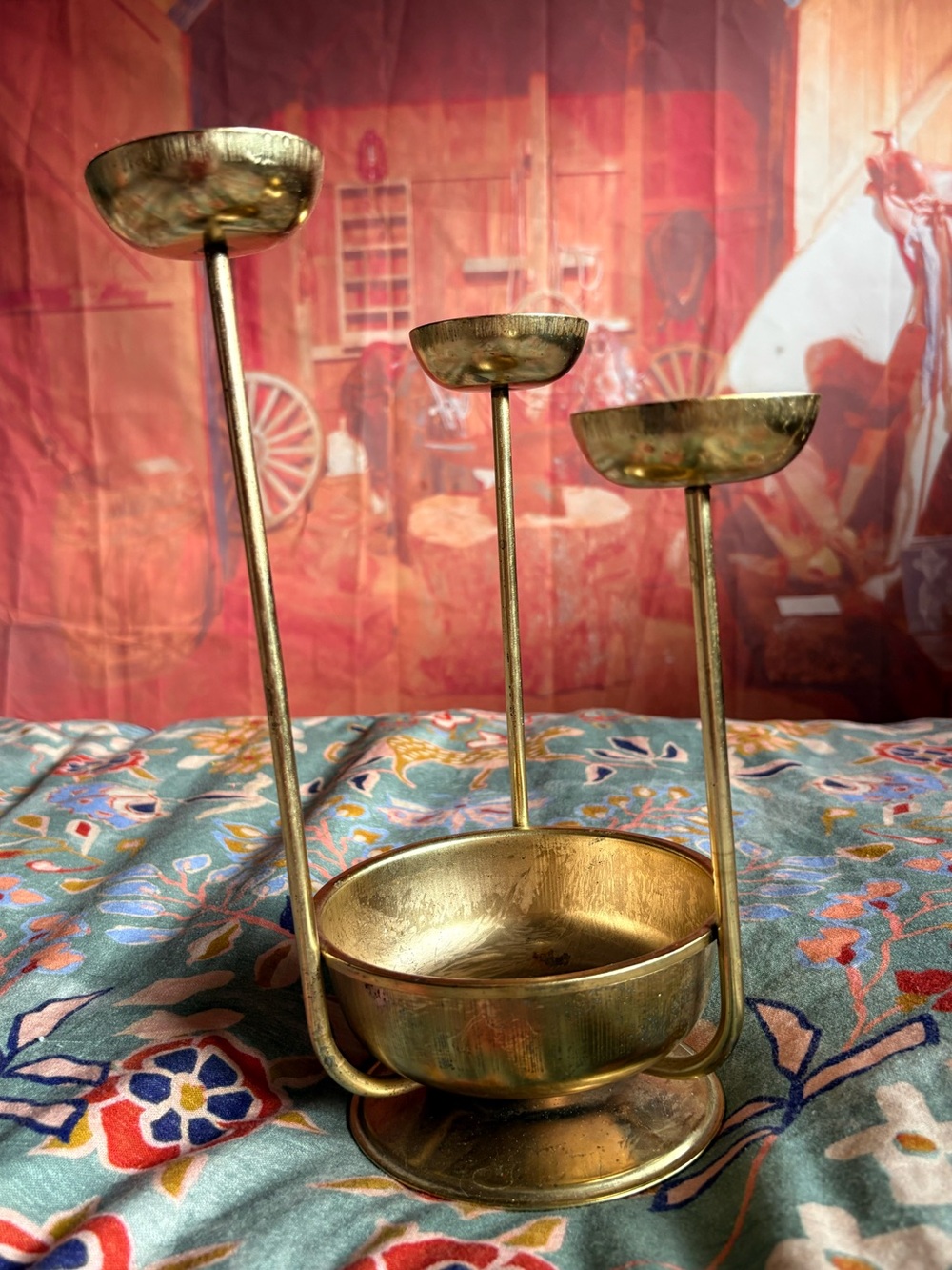 3/$10 Vintage Brass Tone Multi Candle Holder / Pedestal Bowl Decor ✨ - Picture 4 of 4